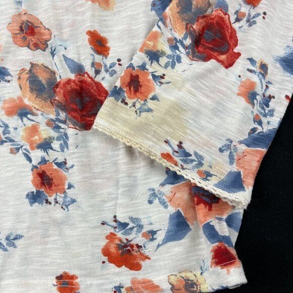 Verve Ami Blouse Womens Medium White Floral Vneck Long Sleeve Open Shoulder - Picture 6 of 9